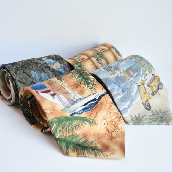 Set of 4 100% Silk Tropicalo Ties by Tango - Picture 3 of 10